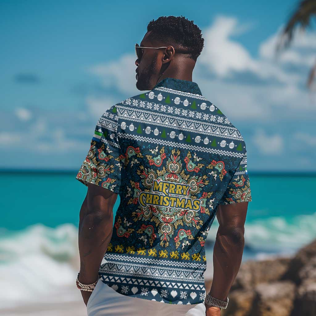 Sierra Leone Christmas Hawaiian Shirt Ornamental Coat of Arms and Festive Motif - African Pride