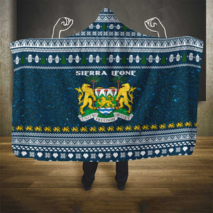 Sierra Leone Christmas Hooded Blanket Ornamental Coat of Arms and Festive Motif - African Pride