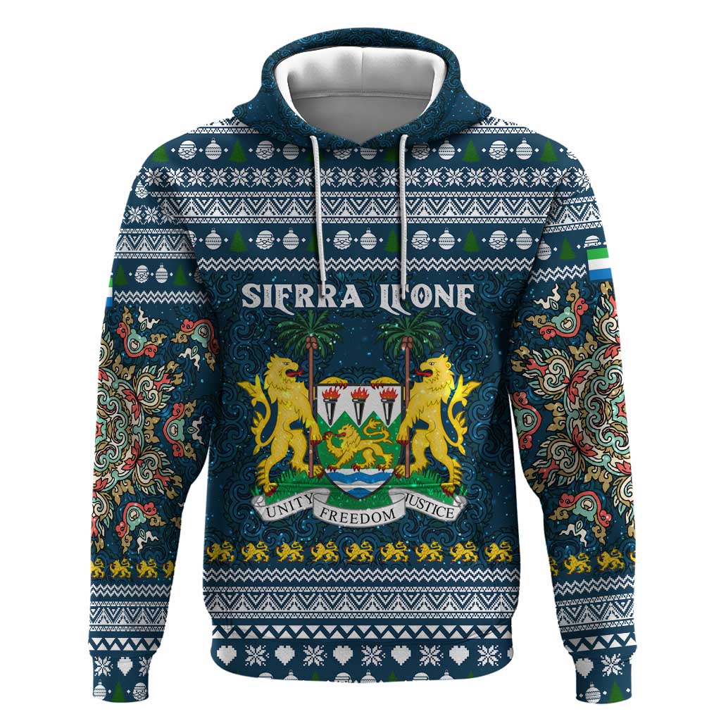 Sierra Leone Christmas Hoodie Ornamental Coat of Arms and Festive Motif - African Pride