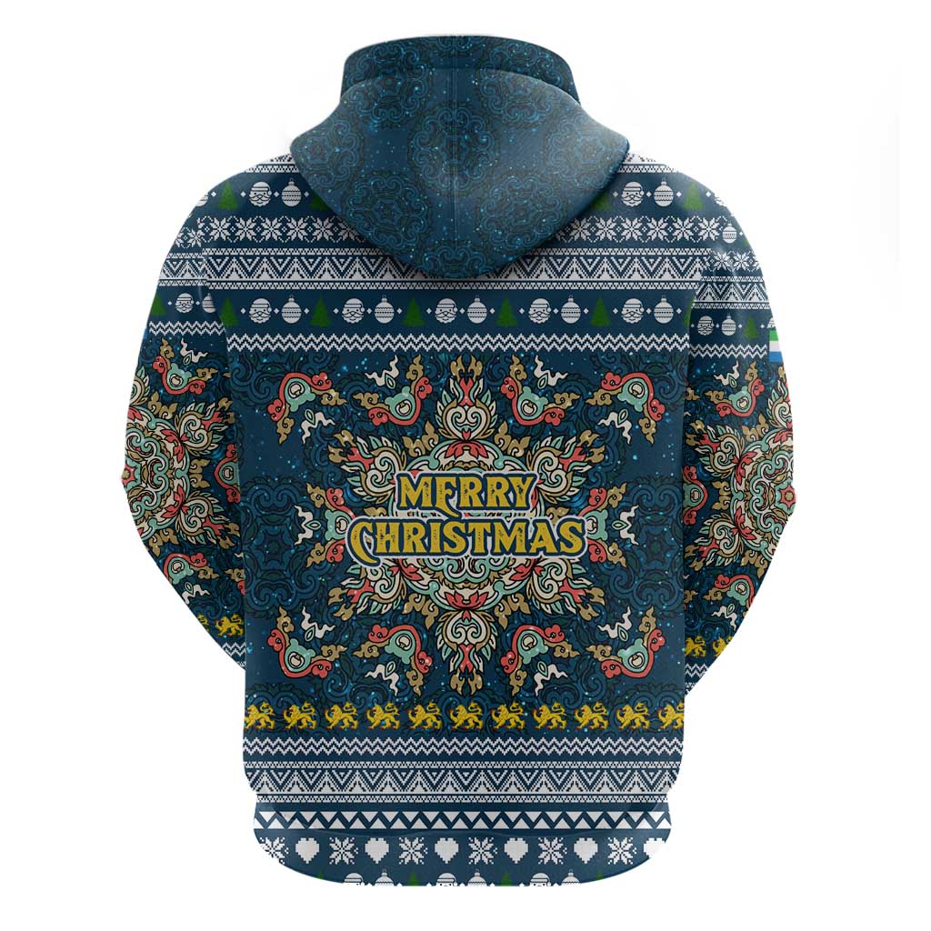 Sierra Leone Christmas Hoodie Ornamental Coat of Arms and Festive Motif - African Pride