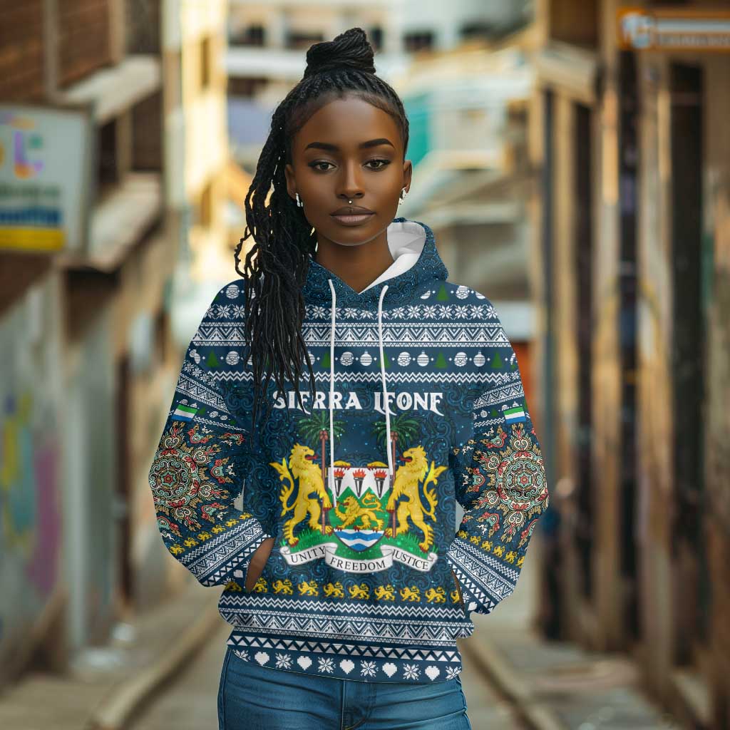 Sierra Leone Christmas Hoodie Ornamental Coat of Arms and Festive Motif - African Pride