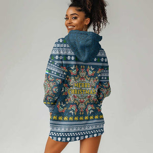 Sierra Leone Christmas Hoodie Dress Ornamental Coat of Arms and Festive Motif - African Pride