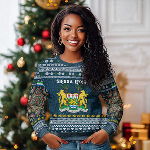 Sierra Leone Christmas Ugly Christmas Sweater Ornamental Coat of Arms and Festive Motif - African Pride