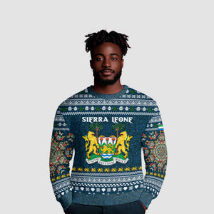 Sierra Leone Christmas Ugly Christmas Sweater Ornamental Coat of Arms and Festive Motif - African Pride