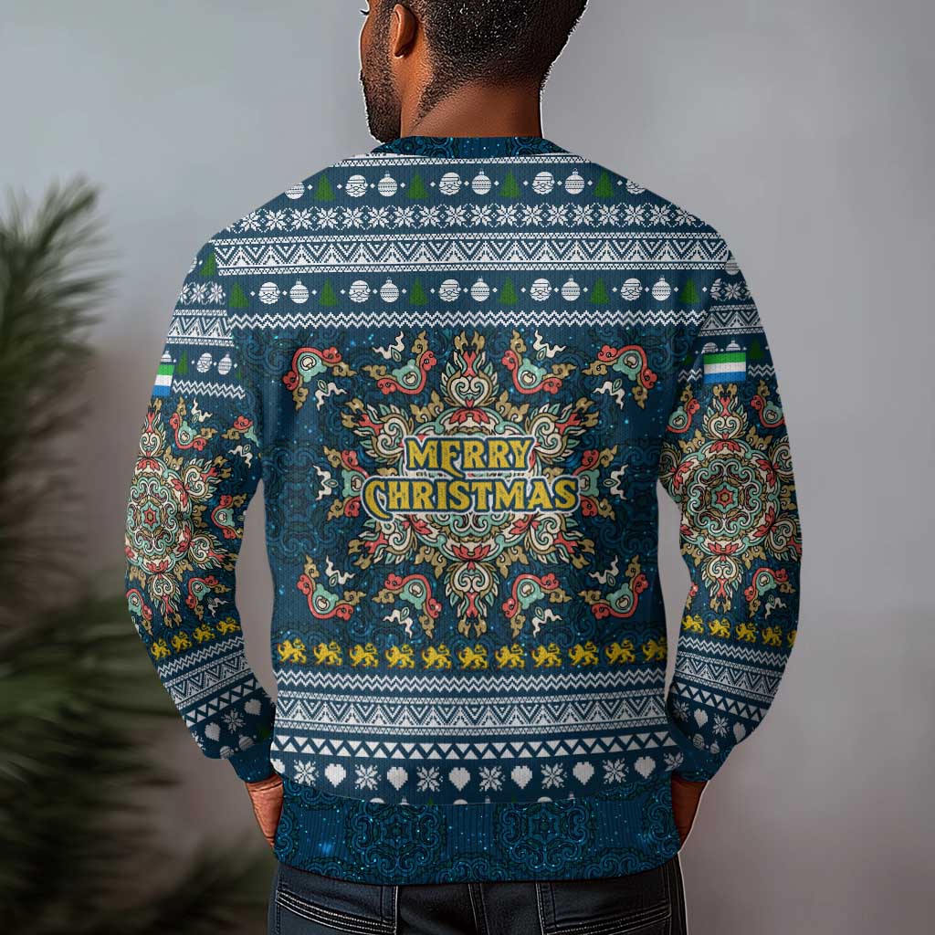 Sierra Leone Christmas Ugly Christmas Sweater Ornamental Coat of Arms and Festive Motif - African Pride
