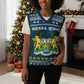 Sierra Leone Christmas Knitted V-Neck Vest Ornamental Coat of Arms and Festive Motif - African Pride