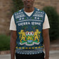 Sierra Leone Christmas Knitted V-Neck Vest Ornamental Coat of Arms and Festive Motif - African Pride