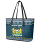Sierra Leone Christmas Leather Tote Bag Ornamental Coat of Arms and Festive Motif - African Pride