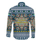 Sierra Leone Christmas Long Sleeve Button Shirt Ornamental Coat of Arms and Festive Motif - African Pride