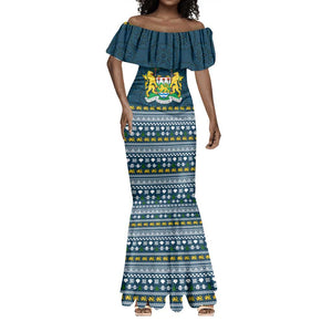 Sierra Leone Christmas Mermaid Dress Ornamental Coat of Arms and Festive Motif - African Pride