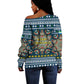 Sierra Leone Christmas Off Shoulder Sweater Ornamental Coat of Arms and Festive Motif - African Pride