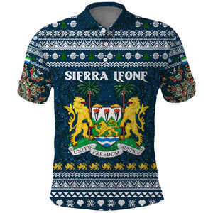 Sierra Leone Christmas Polo Shirt Ornamental Coat of Arms and Festive Motif - African Pride