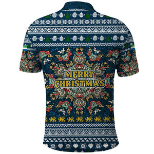 Sierra Leone Christmas Polo Shirt Ornamental Coat of Arms and Festive Motif - African Pride