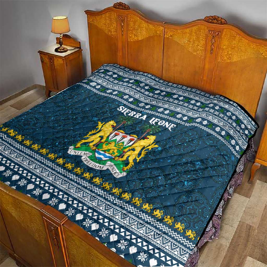 Sierra Leone Christmas Quilt Ornamental Coat of Arms and Festive Motif - African Pride