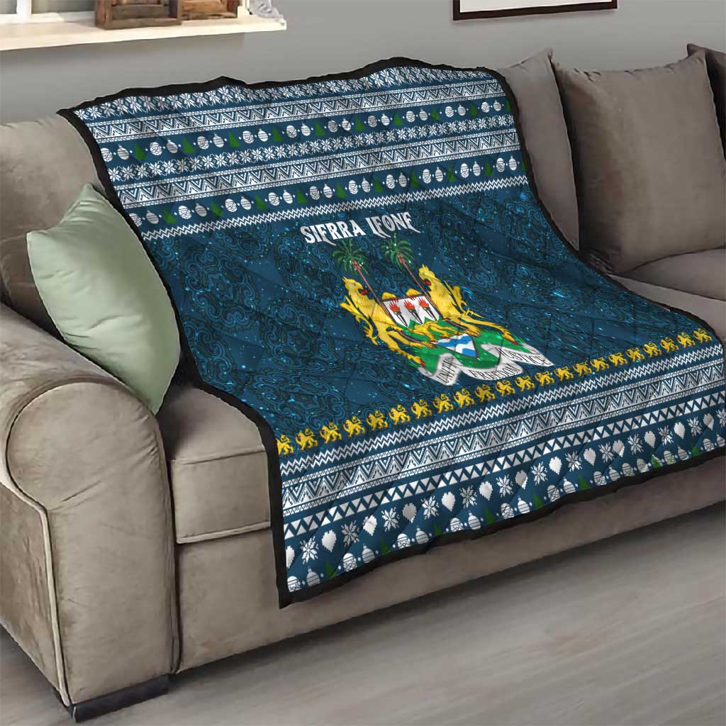 Sierra Leone Christmas Quilt Ornamental Coat of Arms and Festive Motif - African Pride