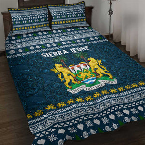 Sierra Leone Christmas Quilt Bed Set Ornamental Coat of Arms and Festive Motif - African Pride