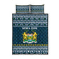 Sierra Leone Christmas Quilt Bed Set Ornamental Coat of Arms and Festive Motif - African Pride
