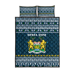 Sierra Leone Christmas Quilt Bed Set Ornamental Coat of Arms and Festive Motif - African Pride