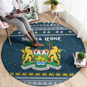 Sierra Leone Christmas Round Carpet Ornamental Coat of Arms and Festive Motif - African Pride