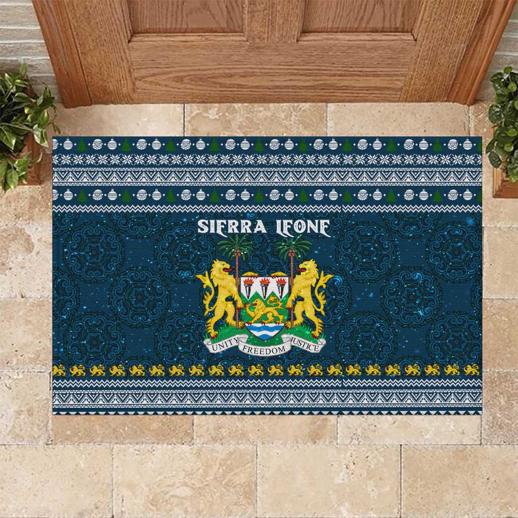 Sierra Leone Christmas Rubber Doormat Ornamental Coat of Arms and Festive Motif - African Pride