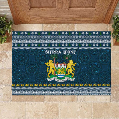 Sierra Leone Christmas Rubber Doormat Ornamental Coat of Arms and Festive Motif - African Pride