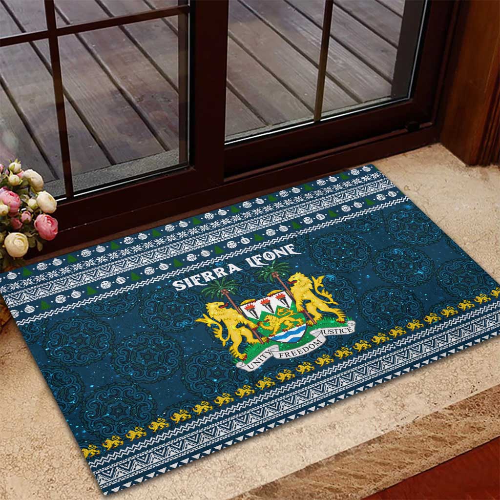 Sierra Leone Christmas Rubber Doormat Ornamental Coat of Arms and Festive Motif - African Pride