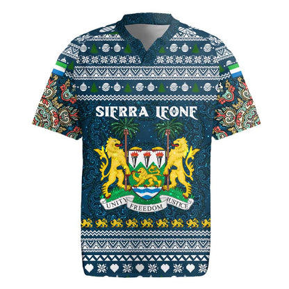 Sierra Leone Christmas Rugby Jersey Ornamental Coat of Arms and Festive Motif - African Pride