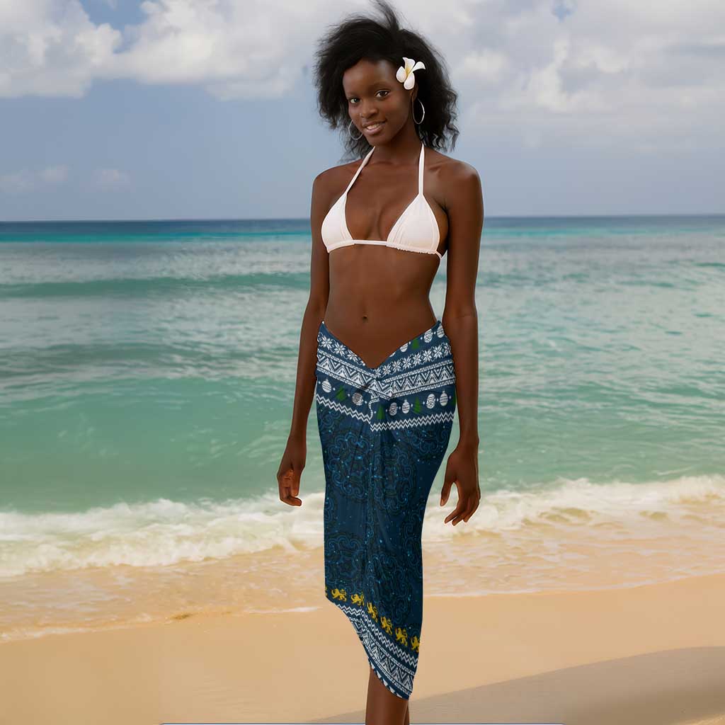 Sierra Leone Christmas Sarong Ornamental Coat of Arms and Festive Motif - African Pride