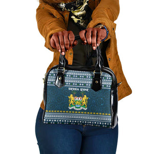 Sierra Leone Christmas Shoulder Handbag Ornamental Coat of Arms and Festive Motif - African Pride