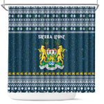 Sierra Leone Christmas Shower Curtain Ornamental Coat of Arms and Festive Motif - African Pride