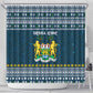 Sierra Leone Christmas Shower Curtain Ornamental Coat of Arms and Festive Motif - African Pride