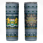 Sierra Leone Christmas Skinny Tumbler Ornamental Coat of Arms and Festive Motif - African Pride