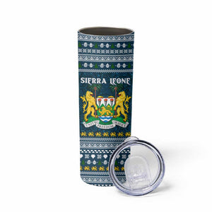 Sierra Leone Christmas Skinny Tumbler Ornamental Coat of Arms and Festive Motif - African Pride