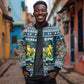 Sierra Leone Christmas Sleeve Zip Bomber Jacket Ornamental Coat of Arms and Festive Motif - African Pride