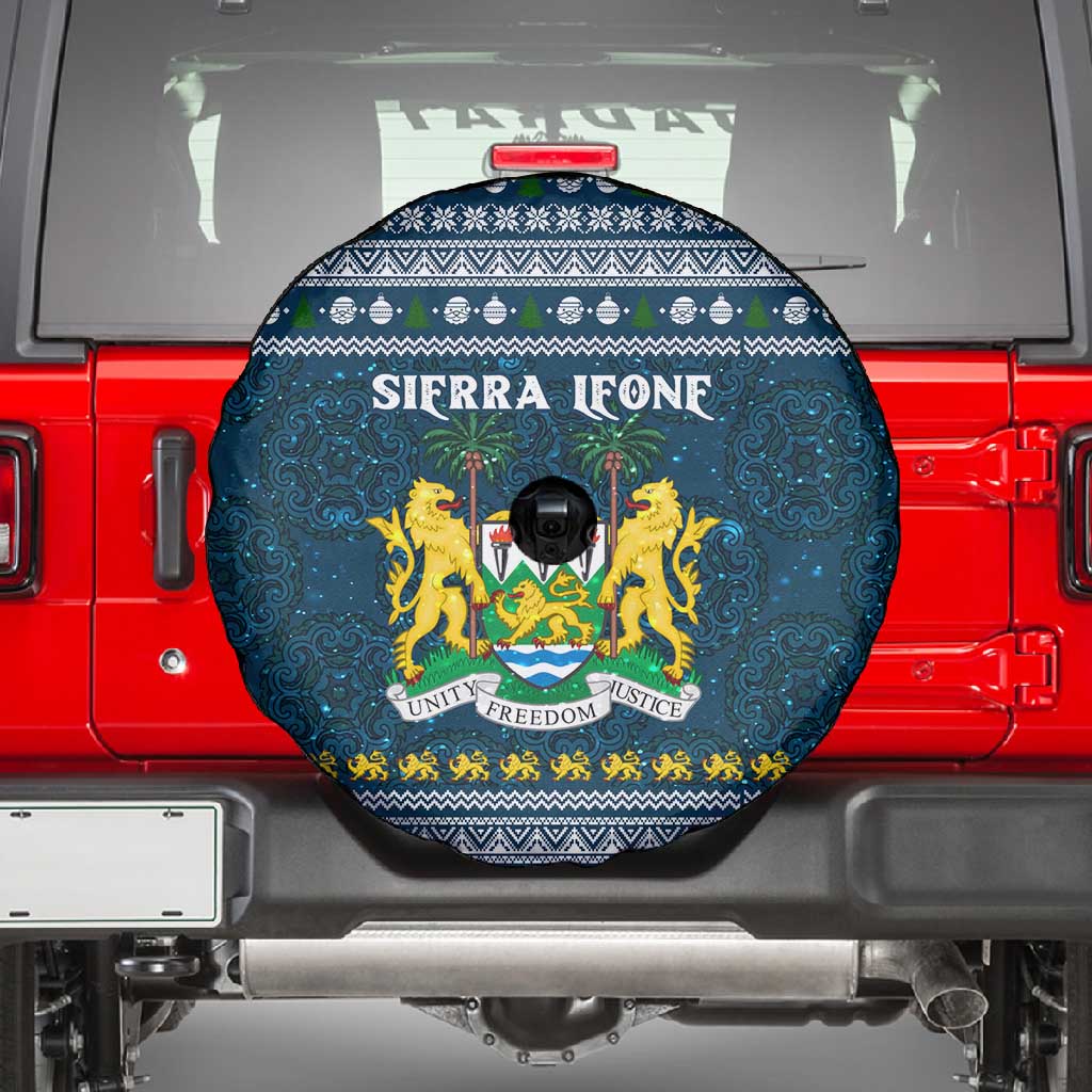 Sierra Leone Christmas Spare Tire Cover Ornamental Coat of Arms and Festive Motif - African Pride