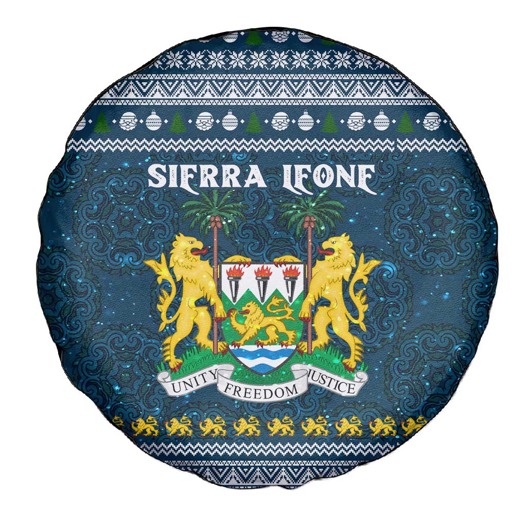 Sierra Leone Christmas Spare Tire Cover Ornamental Coat of Arms and Festive Motif - African Pride