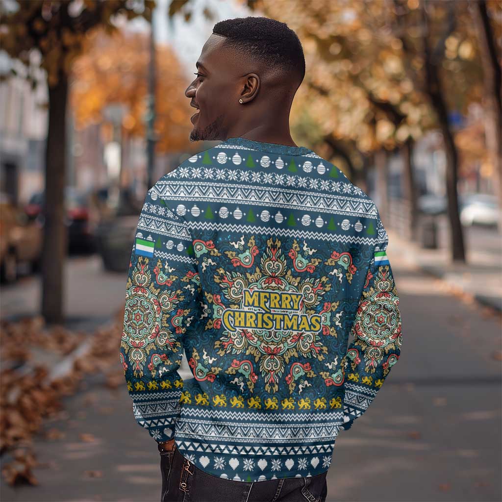 Sierra Leone Christmas Sweatshirt Ornamental Coat of Arms and Festive Motif - African Pride