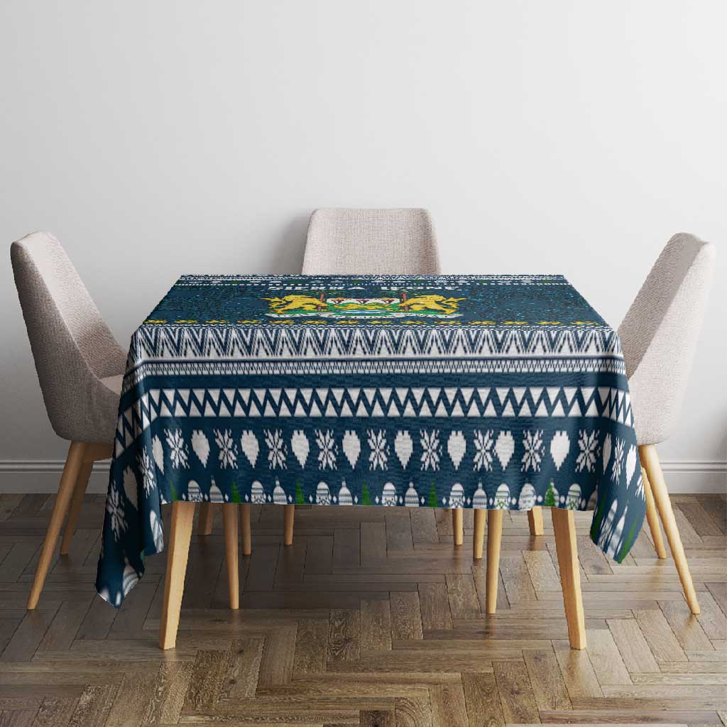 Sierra Leone Christmas Tablecloth Ornamental Coat of Arms and Festive Motif - African Pride