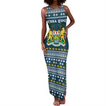 Sierra Leone Christmas Tank Maxi Dress Ornamental Coat of Arms and Festive Motif - African Pride