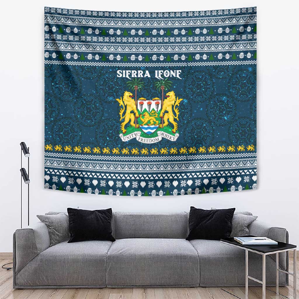 Sierra Leone Christmas Tapestry Ornamental Coat of Arms and Festive Motif - African Pride