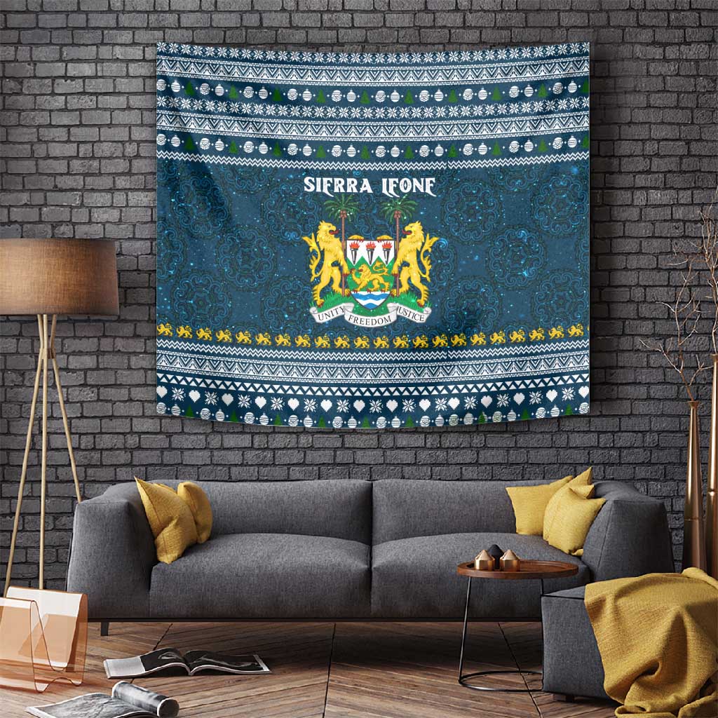 Sierra Leone Christmas Tapestry Ornamental Coat of Arms and Festive Motif - African Pride