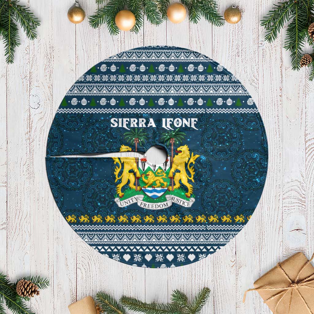 Sierra Leone Christmas Tree Skirt Ornamental Coat of Arms and Festive Motif - African Pride