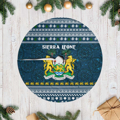 Sierra Leone Christmas Tree Skirt Ornamental Coat of Arms and Festive Motif - African Pride
