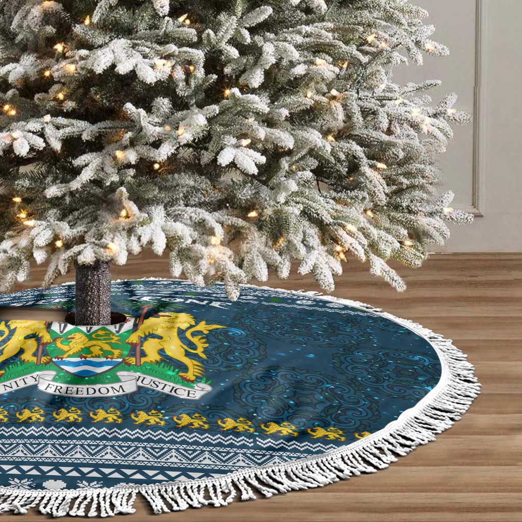 Sierra Leone Christmas Tree Skirt Ornamental Coat of Arms and Festive Motif - African Pride
