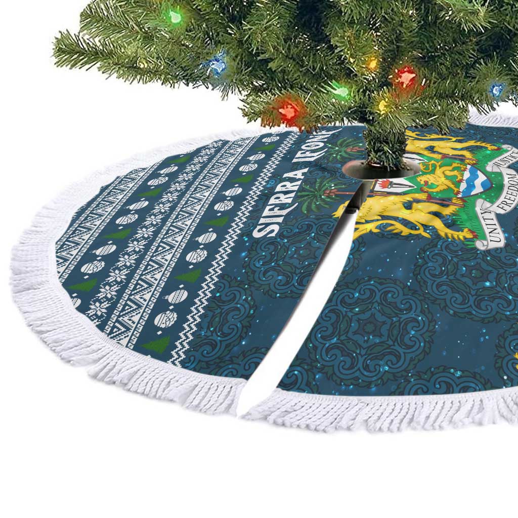 Sierra Leone Christmas Tree Skirt Ornamental Coat of Arms and Festive Motif - African Pride