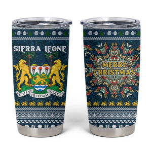 Sierra Leone Christmas Tumbler Cup Ornamental Coat of Arms and Festive Motif - African Pride