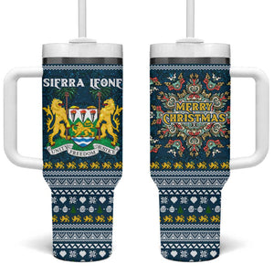 Sierra Leone Christmas Tumbler With Handle Ornamental Coat of Arms and Festive Motif - African Pride