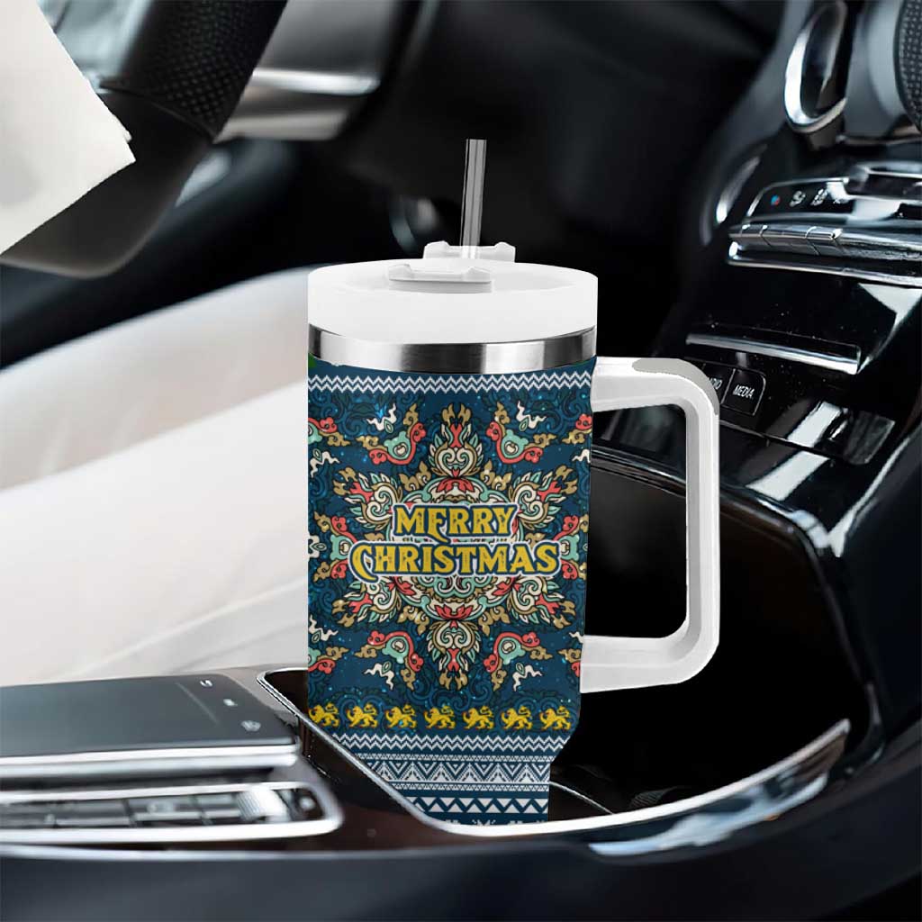 Sierra Leone Christmas Tumbler With Handle Ornamental Coat of Arms and Festive Motif - African Pride