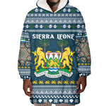 Sierra Leone Christmas Wearable Blanket Hoodie Ornamental Coat of Arms and Festive Motif - African Pride
