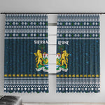 Sierra Leone Christmas Window Curtain Ornamental Coat of Arms and Festive Motif - African Pride